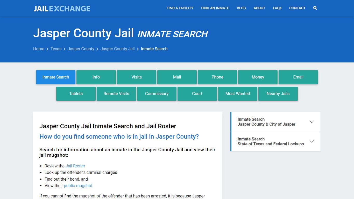Inmate Search: Roster & Mugshots - Jasper County Jail, TX